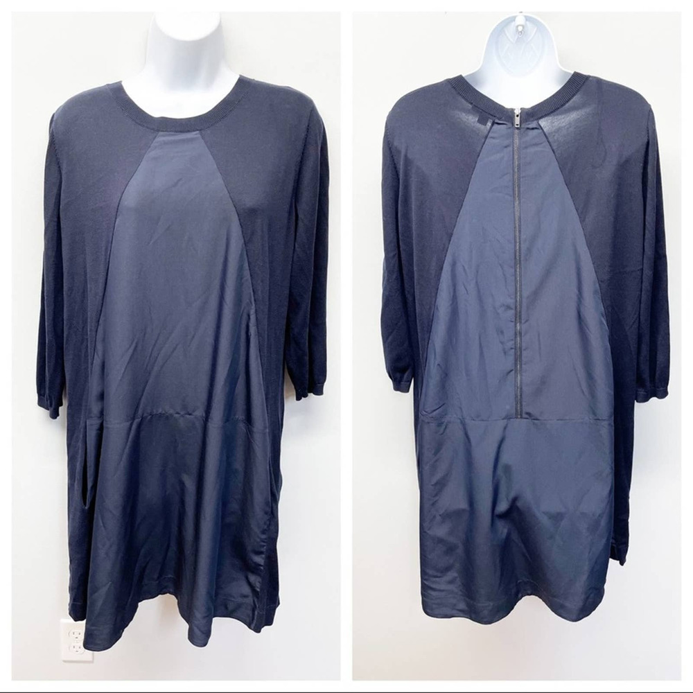COS Blue Sweater Panel Long Sleeve Dress Medium
